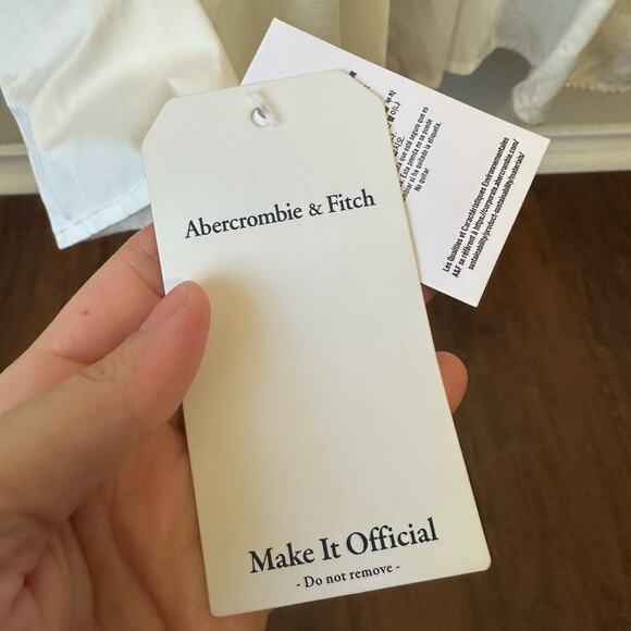 ABERCROMBIE & FITCH Dipped-Waist Sweetheart Maxi Dress White Cut Out NWT - Picture 12 of 16